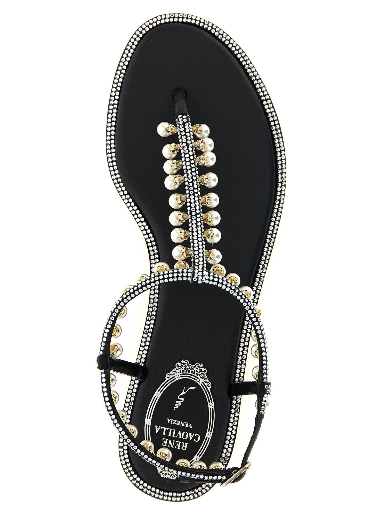 René Caovilla Diana Sandals White/black