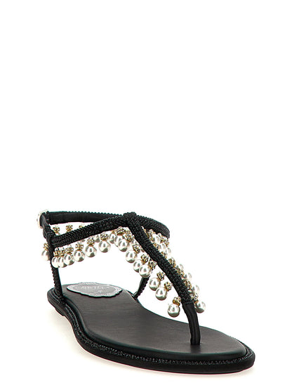 René Caovilla Diana Sandals Black