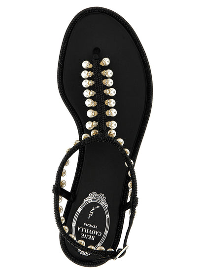 René Caovilla Diana Sandals Black