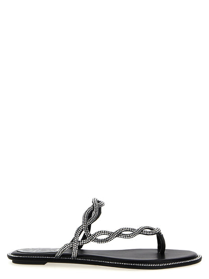 René Caovilla Braid Sandals Black