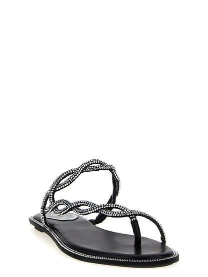 René Caovilla Braid Sandals Black