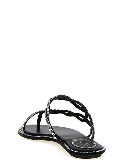 René Caovilla Braid Sandals Black