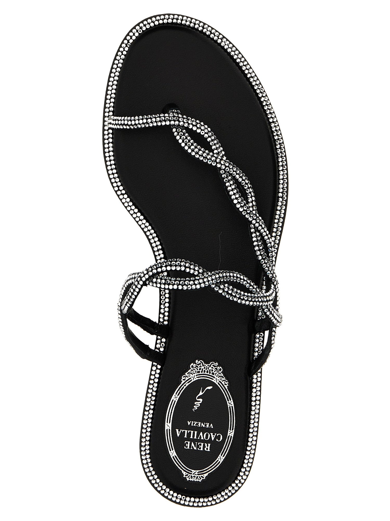 René Caovilla Braid Sandals Black