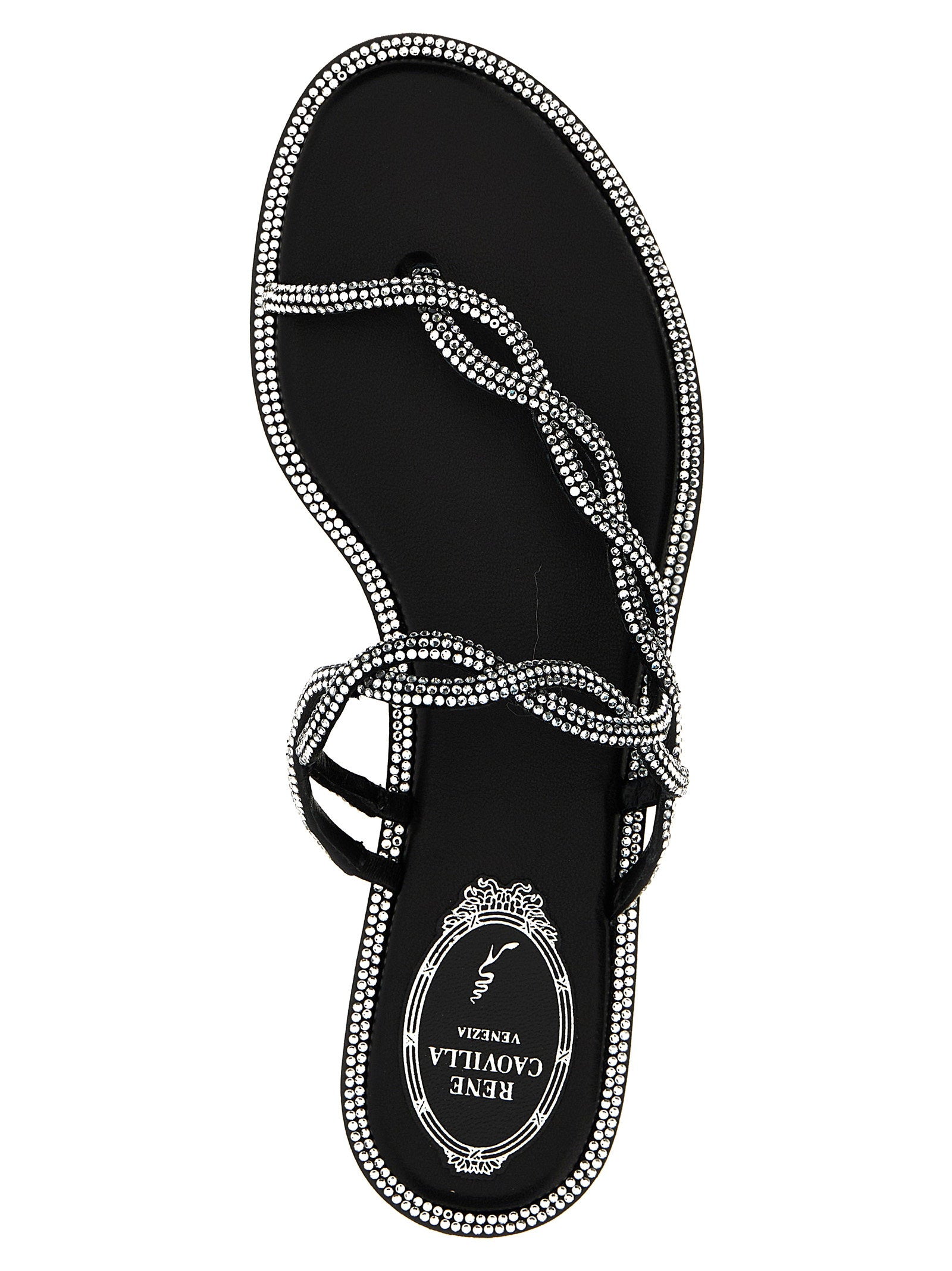René Caovilla Braid Sandals Black