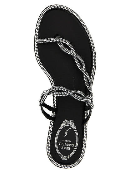René Caovilla Braid Sandals Black
