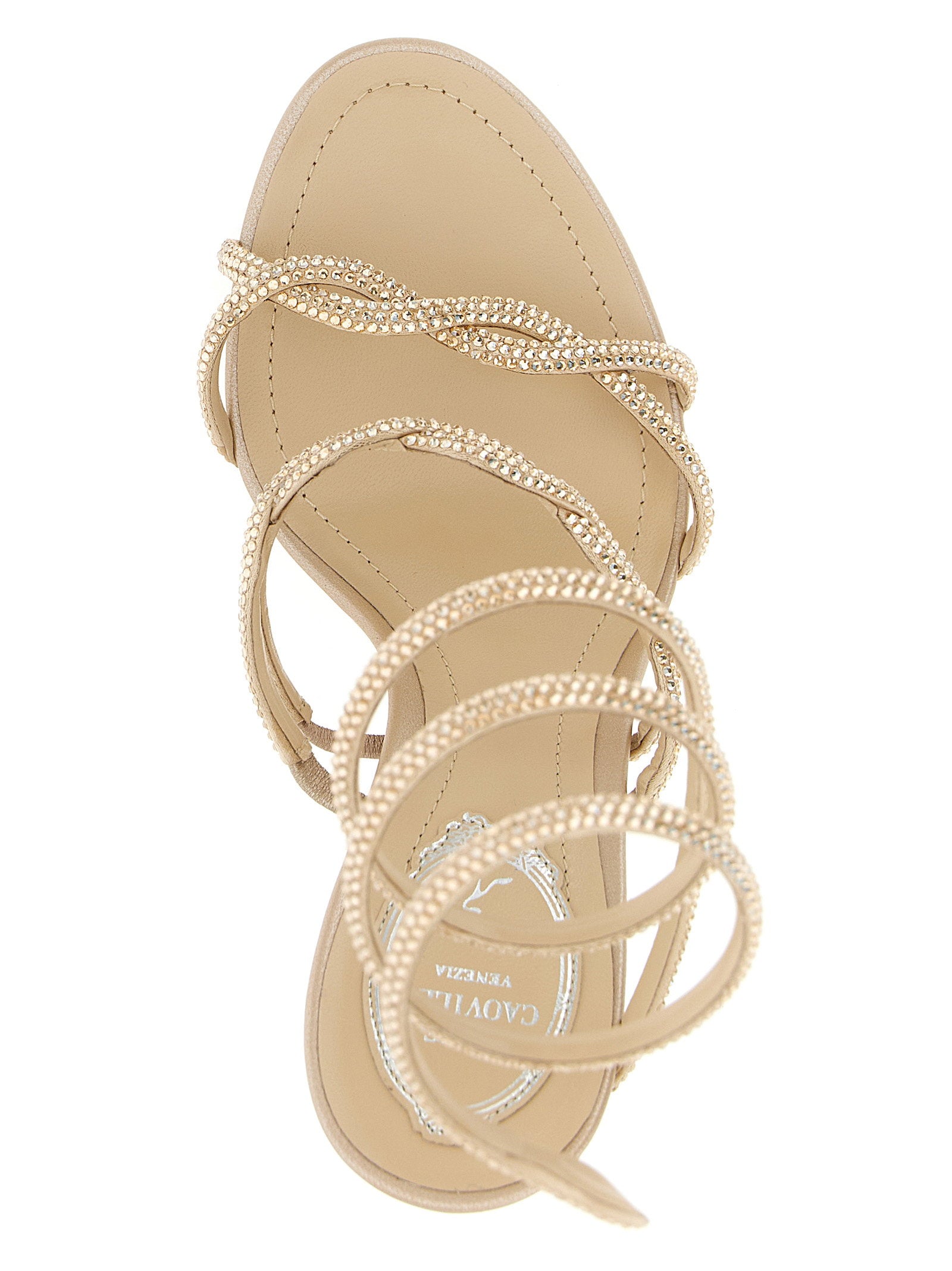 René Caovilla Braid Cleo Sandals Beige
