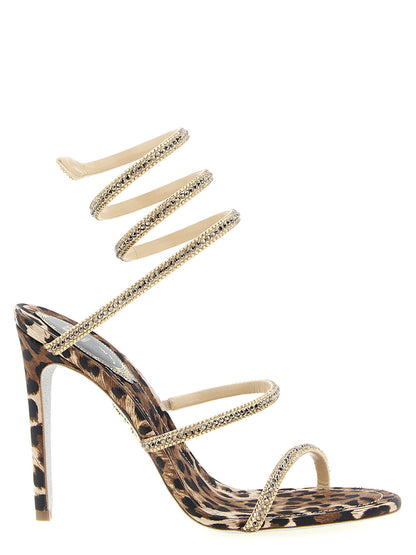 René Caovilla Cleo Leopard Sandals Multicolor