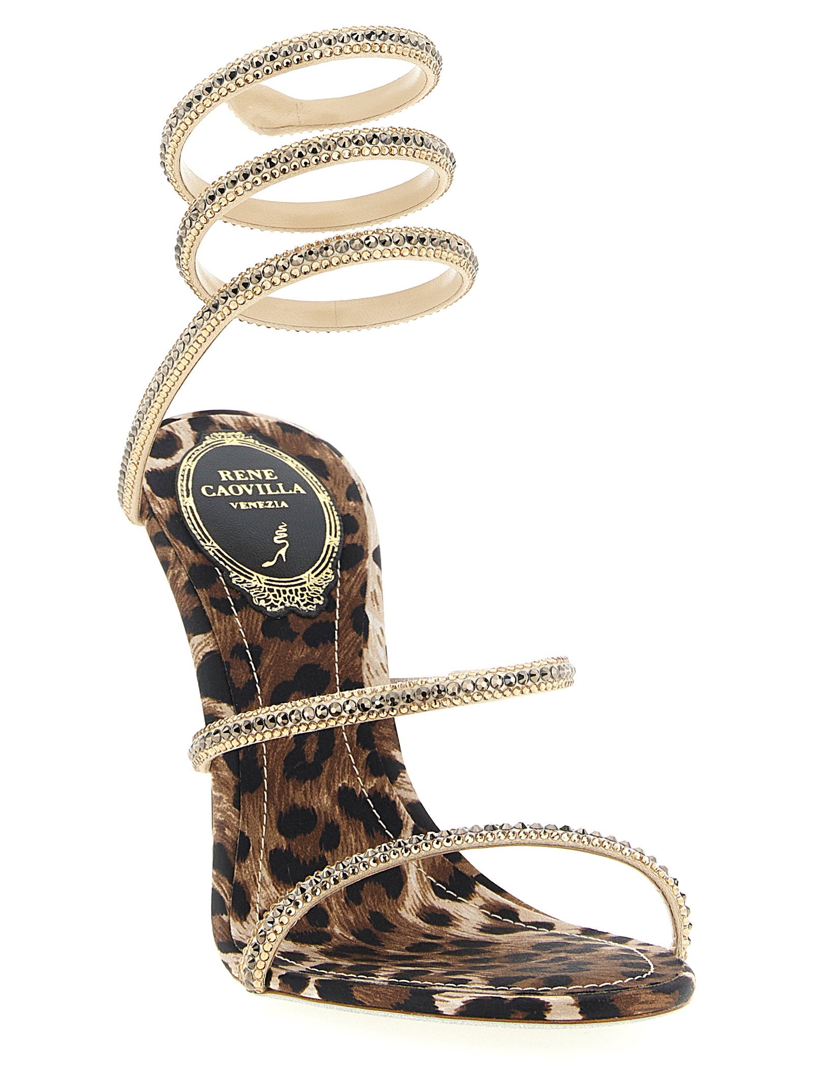 René Caovilla Cleo Leopard Sandals Multicolor