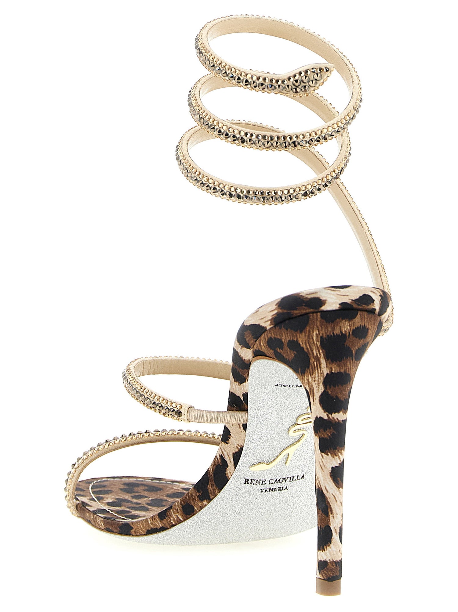 René Caovilla Cleo Leopard Sandals Multicolor