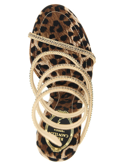 René Caovilla Cleo Leopard Sandals Multicolor