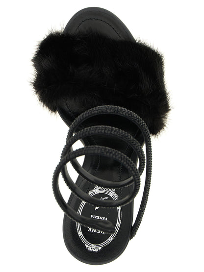 René Caovilla Margot Sandals Black