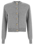 Balmain Sculpture Button Crew Neck Cardigan Gray