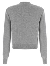 Balmain Sculpture Button Crew Neck Cardigan Gray