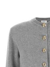 Balmain Sculpture Button Crew Neck Cardigan Gray