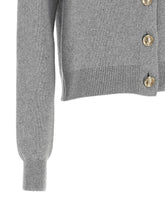 Balmain Sculpture Button Crew Neck Cardigan Gray