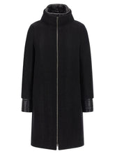 Herno Lamé Thread And Wool Coat Black