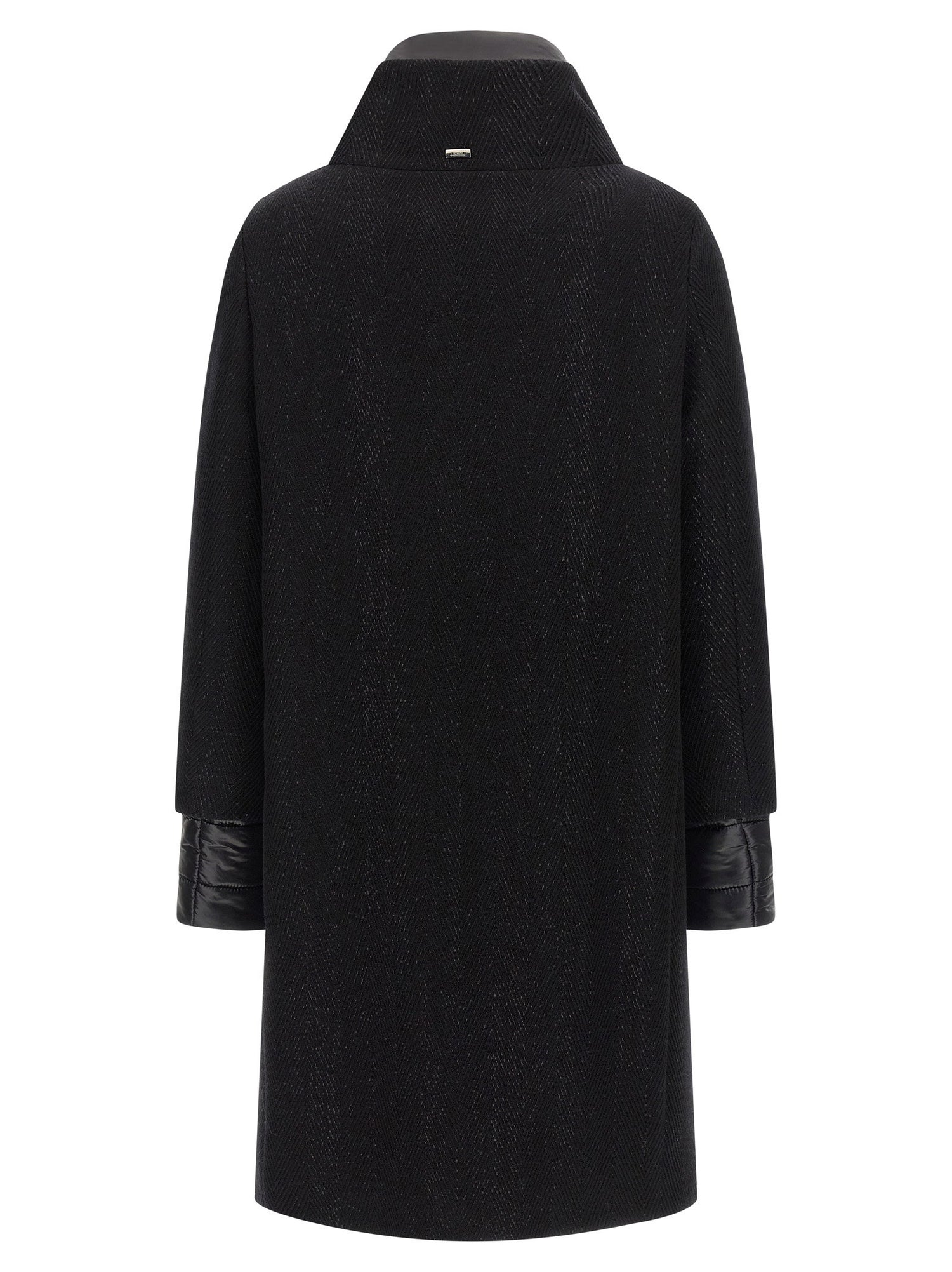 Herno Lamé Thread And Wool Coat Black