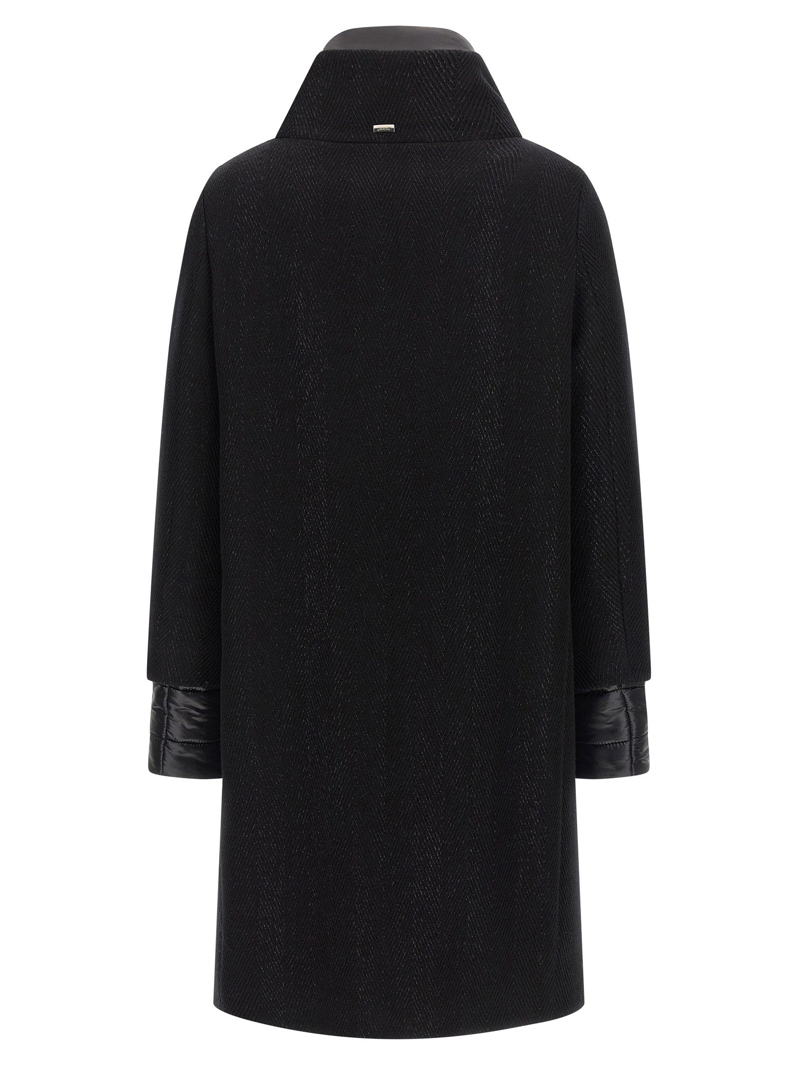 Herno Lamé Thread And Wool Coat Black
