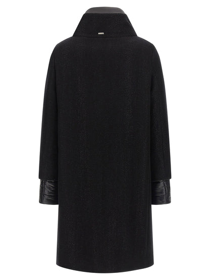 Herno Lamé Thread And Wool Coat Black