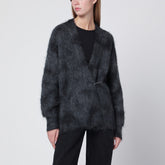 Isabel Marant Mylene Spray-Effect Mohair Wool Cardigan Grey
