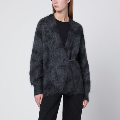 Isabel Marant Mylene Spray-Effect Mohair Wool Cardigan Grey
