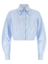 Elisabetta Franchi Cropped Shirt With Charms Light blue