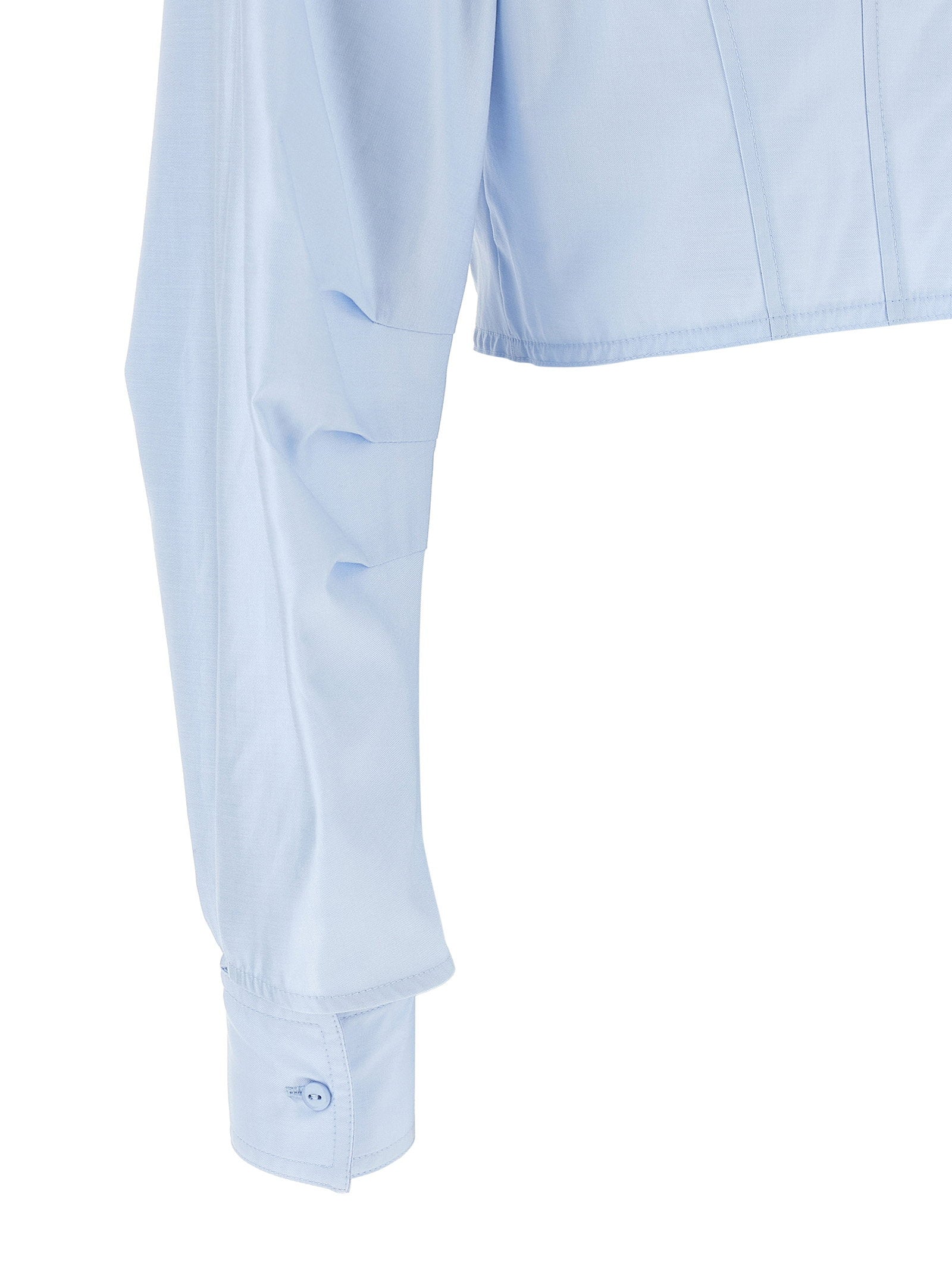 Elisabetta Franchi Cropped Shirt With Charms Light blue