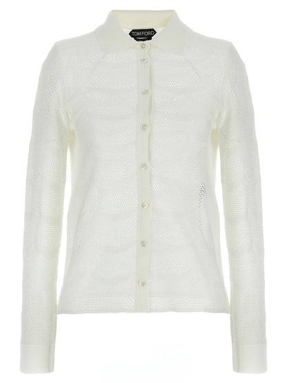 Tom Ford Openwork Cardigan White