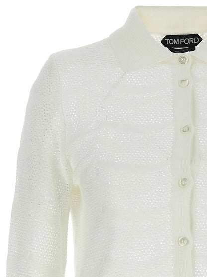 Tom Ford Openwork Cardigan White