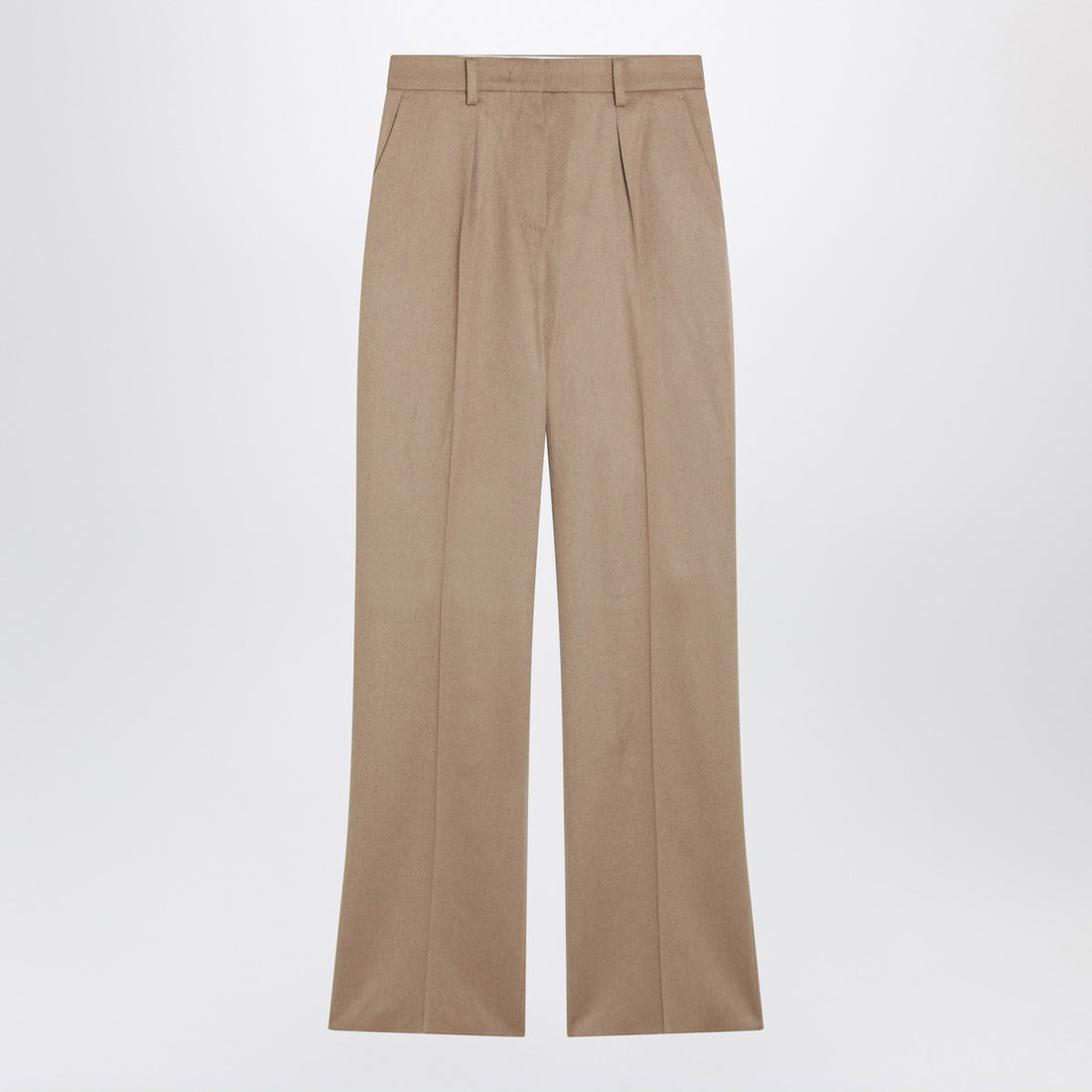 Max Mara High-Waisted Tailored Beige Camel Wool Trousers Beige