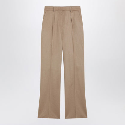Max Mara High-Waisted Tailored Beige Camel Wool Trousers Beige
