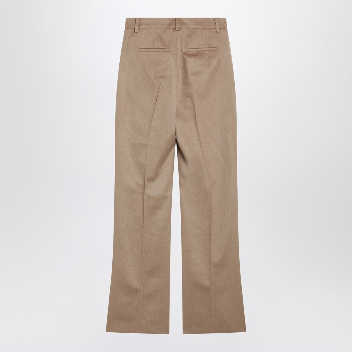 Max Mara High-Waisted Tailored Beige Camel Wool Trousers Beige