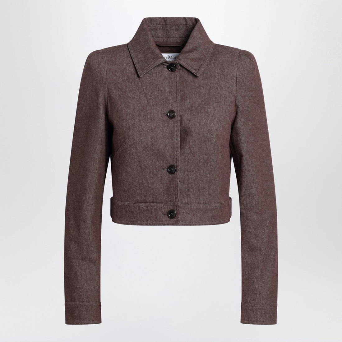 Max Mara Cropped Brown Denim-Effect Cotton Jacket brown