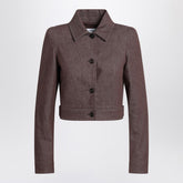 Max Mara Cropped Brown Denim-Effect Cotton Jacket brown