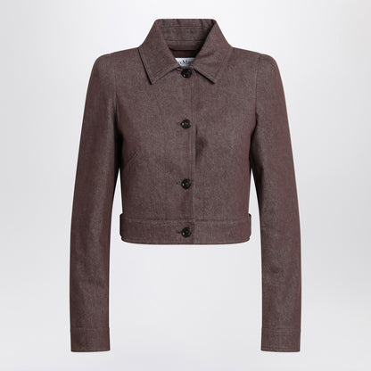 Max Mara Cropped Brown Denim-Effect Cotton Jacket brown