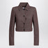 Max Mara Cropped Brown Denim-Effect Cotton Jacket brown
