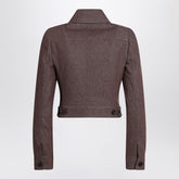 Max Mara Cropped Brown Denim-Effect Cotton Jacket brown