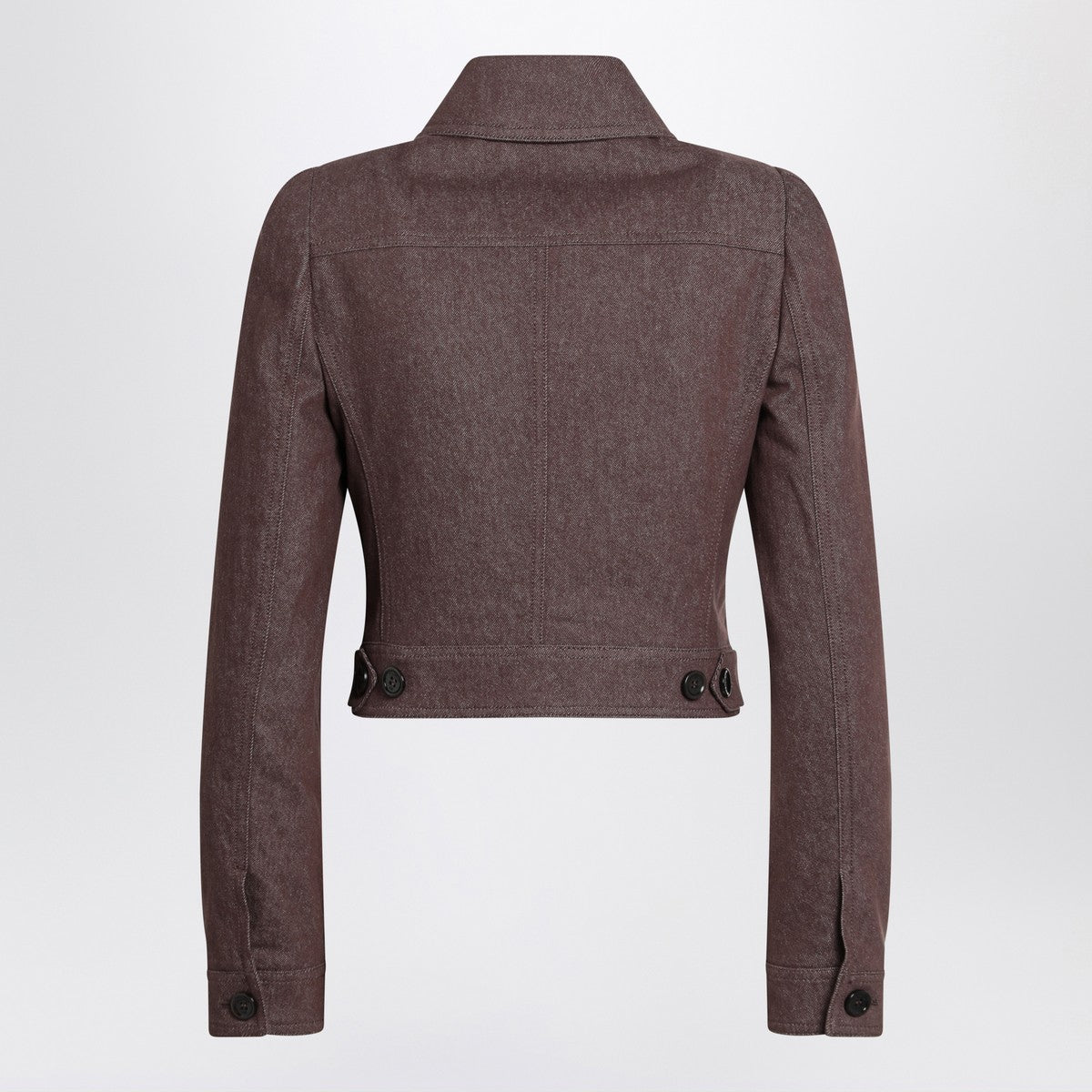 Max Mara Cropped Brown Denim-Effect Cotton Jacket brown