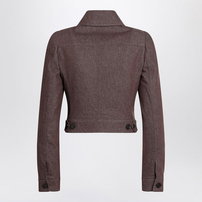 Max Mara Cropped Brown Denim-Effect Cotton Jacket brown