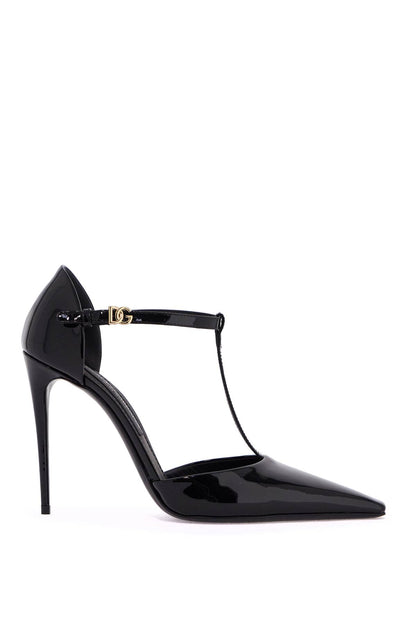 T-bar patent leather pumps