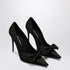 Dolce & Gabbana Black Satin Pointed Pumps with Bow Black