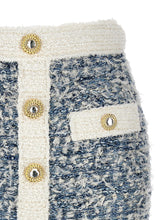Balmain Fringed Tweed Skirt Light blue