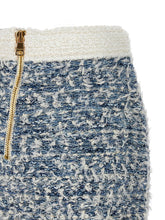 Balmain Fringed Tweed Skirt Light blue