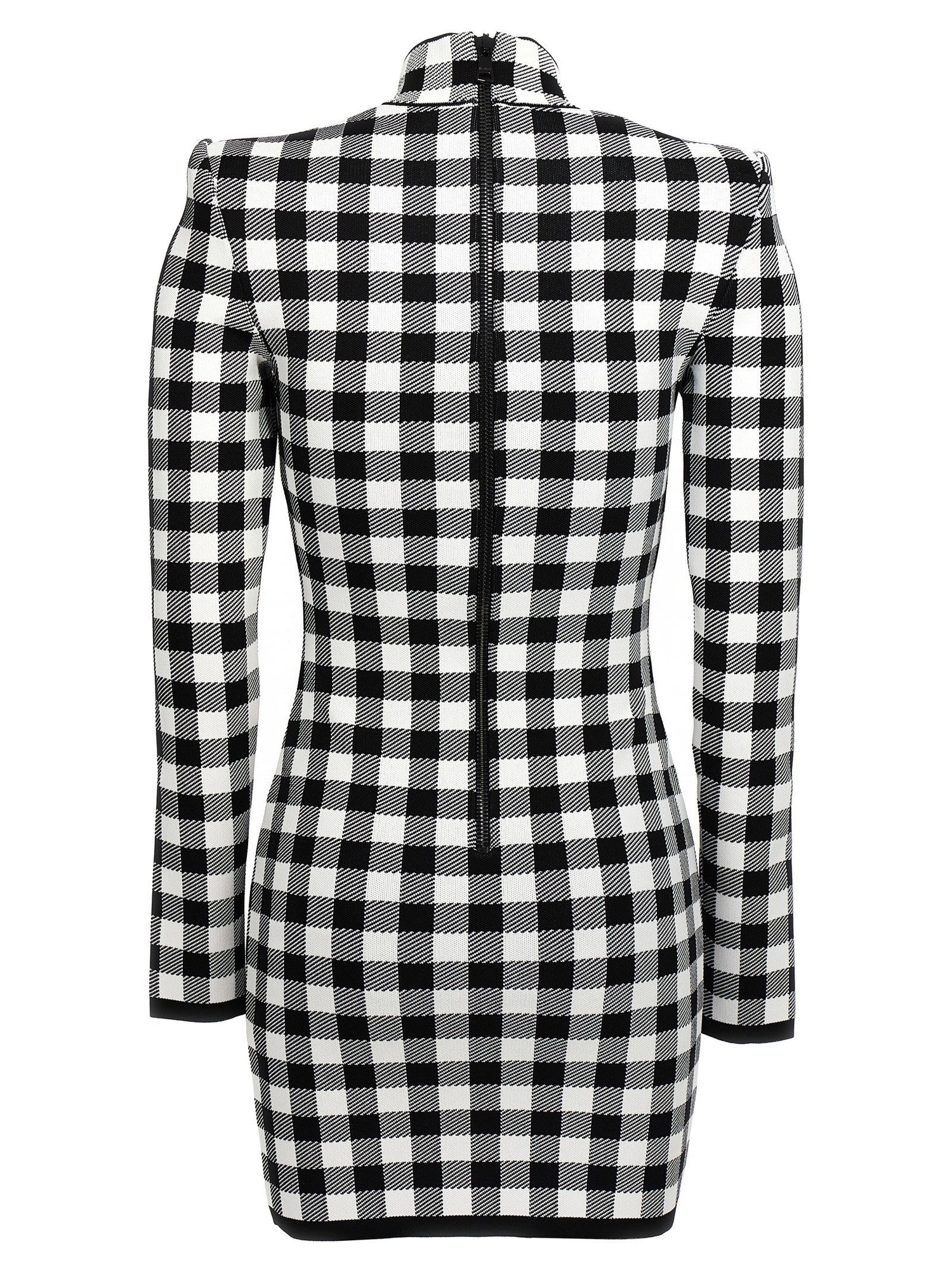 Balmain Vichy Knit Dress White/black