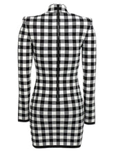Balmain Vichy Knit Dress White/black