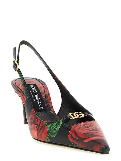 Dolce &amp; Gabbana Rose Print Slingbacks Multicolor