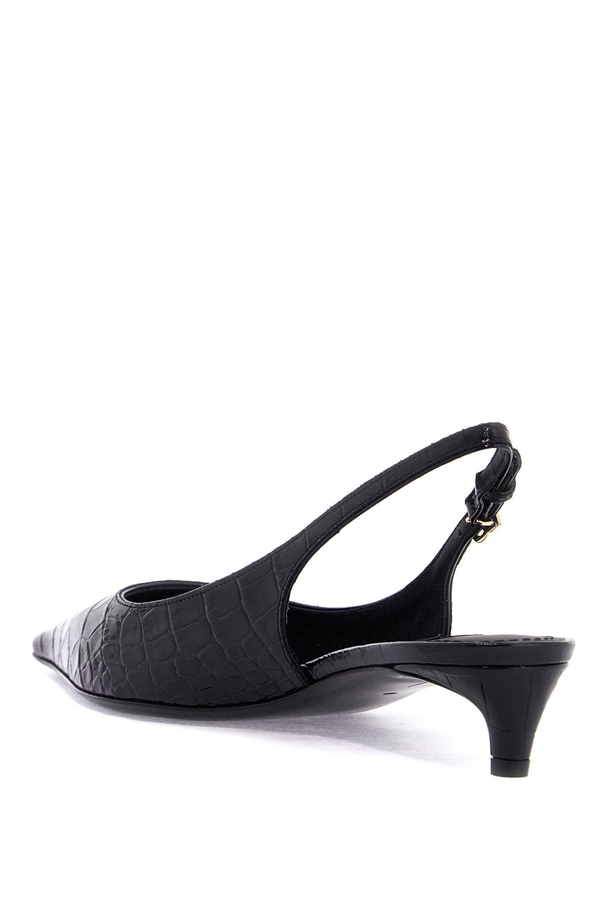 Crocodile-printed leather slingback