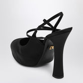 Dolce & Gabbana High Black Satin Slingback Heels with Bow Detail Black