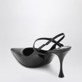 Dolce & Gabbana Black Suede Slingback Pumps with Gold Buckle Black