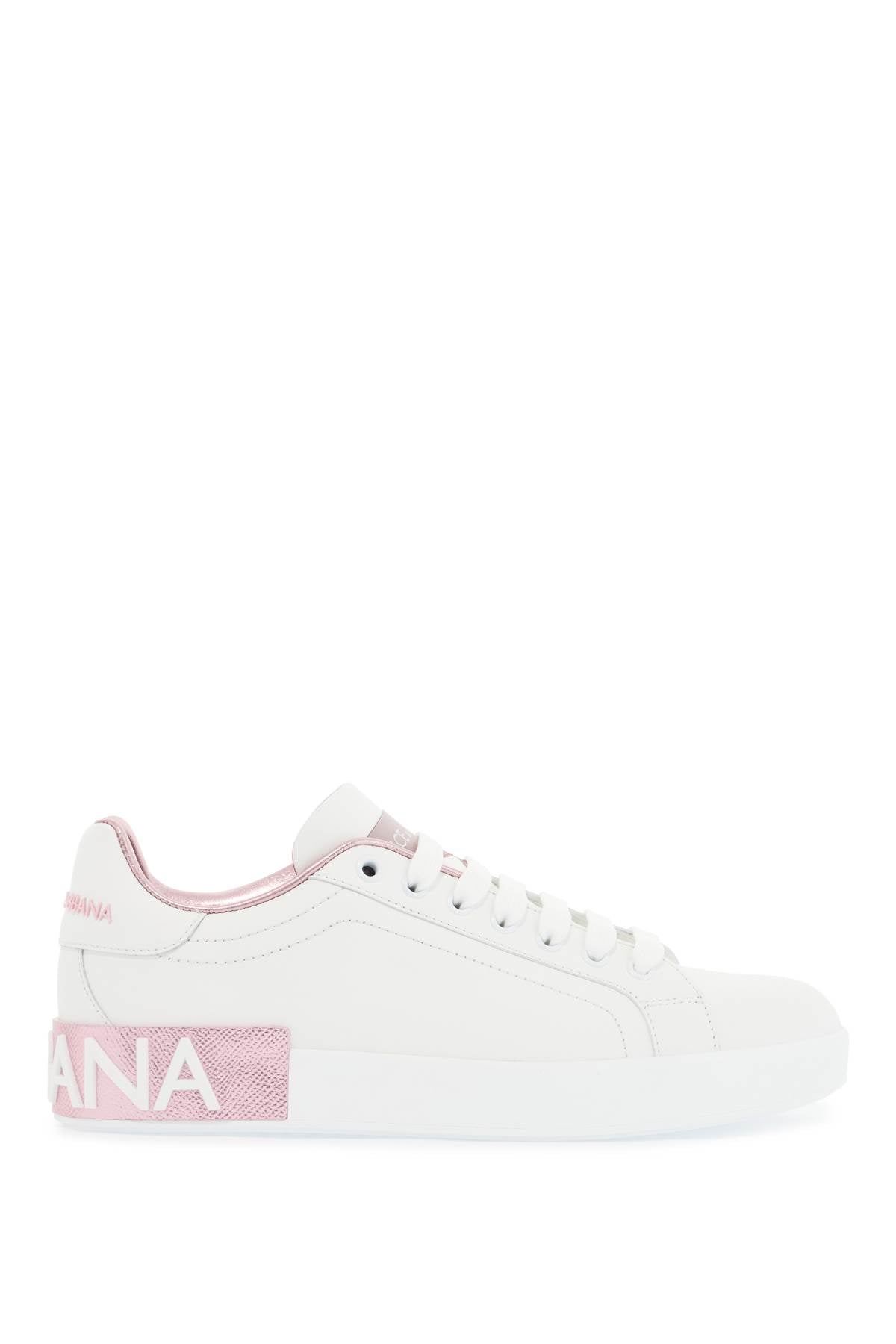 White and Pink Low-Top Sneakers